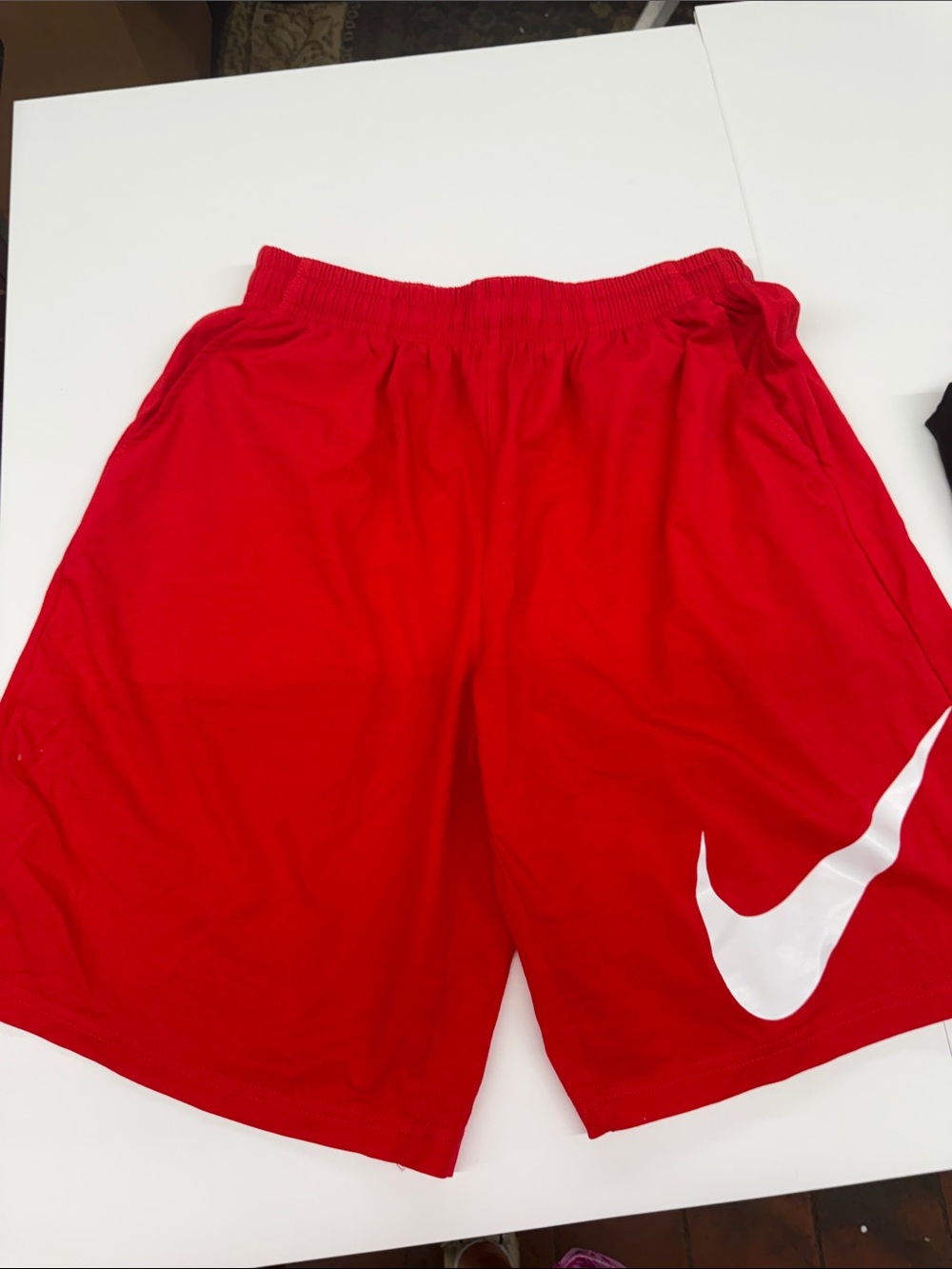 NEW Nike Red Athletic Shorts with White Swoosh Size Large - Picture 1 of 2